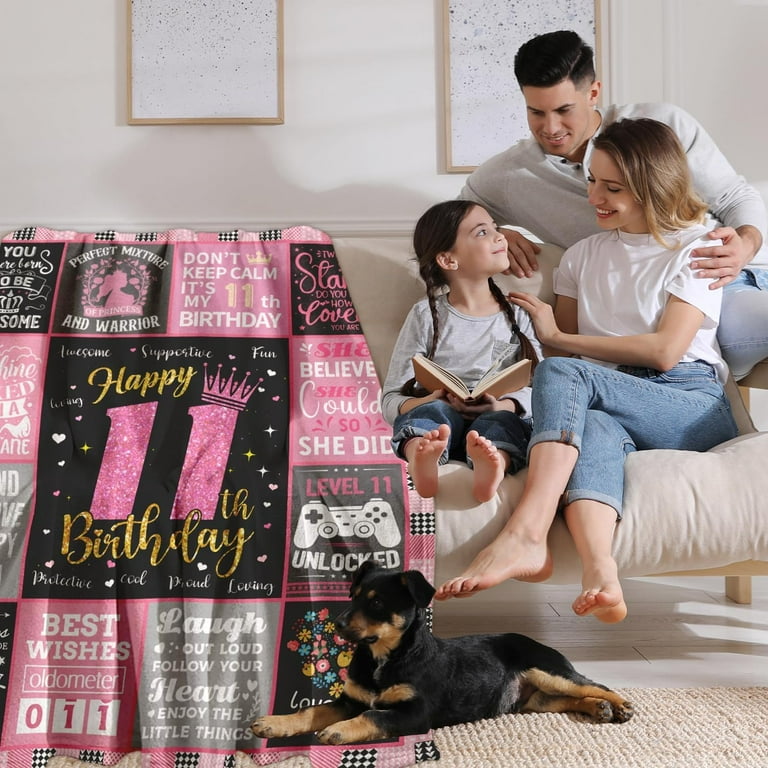 LHSHID Teenage Girls 11th Birthday Gifts Throw Blanket Happy 11th