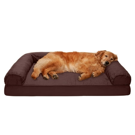 UPC: 0842229124866 | FurHaven Pet Products Quilted Full Support Sofa-Style Pet Bed for Dogs & Cats – Coffee Jumbo