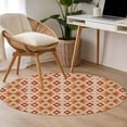 thumbnail image 4 of Round Rugs 4Ft, Orange Geometric Round Area Rug Washable Indoor Throw Carpet, Modern Southwestern Vintage Soft Non Slip Circle Rug for Kitchen Nursery Room Home Decor Aesthetic, 4 of 8
