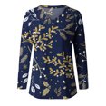 thumbnail image 4 of Camiseta de manga larga estampada convencional con cuello en V informal para mujer a la moda Fridja  FKASFK3588, 4 of 4