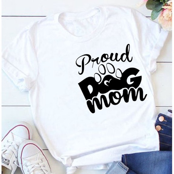 Proud Dog Mom, Short Sleeves Graphic Tshirts. 100% Cotton T-Shirts, The Everyday Wear For Pet Lovers.