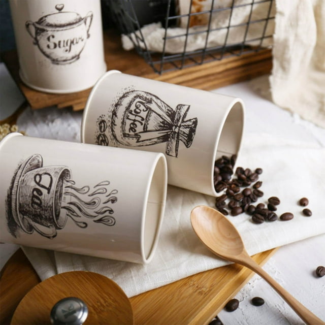 Lid Sealed Coffee Tea Storage Jars Set Of 3 Sealed Kitchen Sealing Jars
