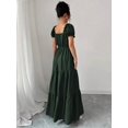 thumbnail image 2 of Womens Dark Green Square Neck Tiered Long Dress With Puff Sleeves, 2 of 7
