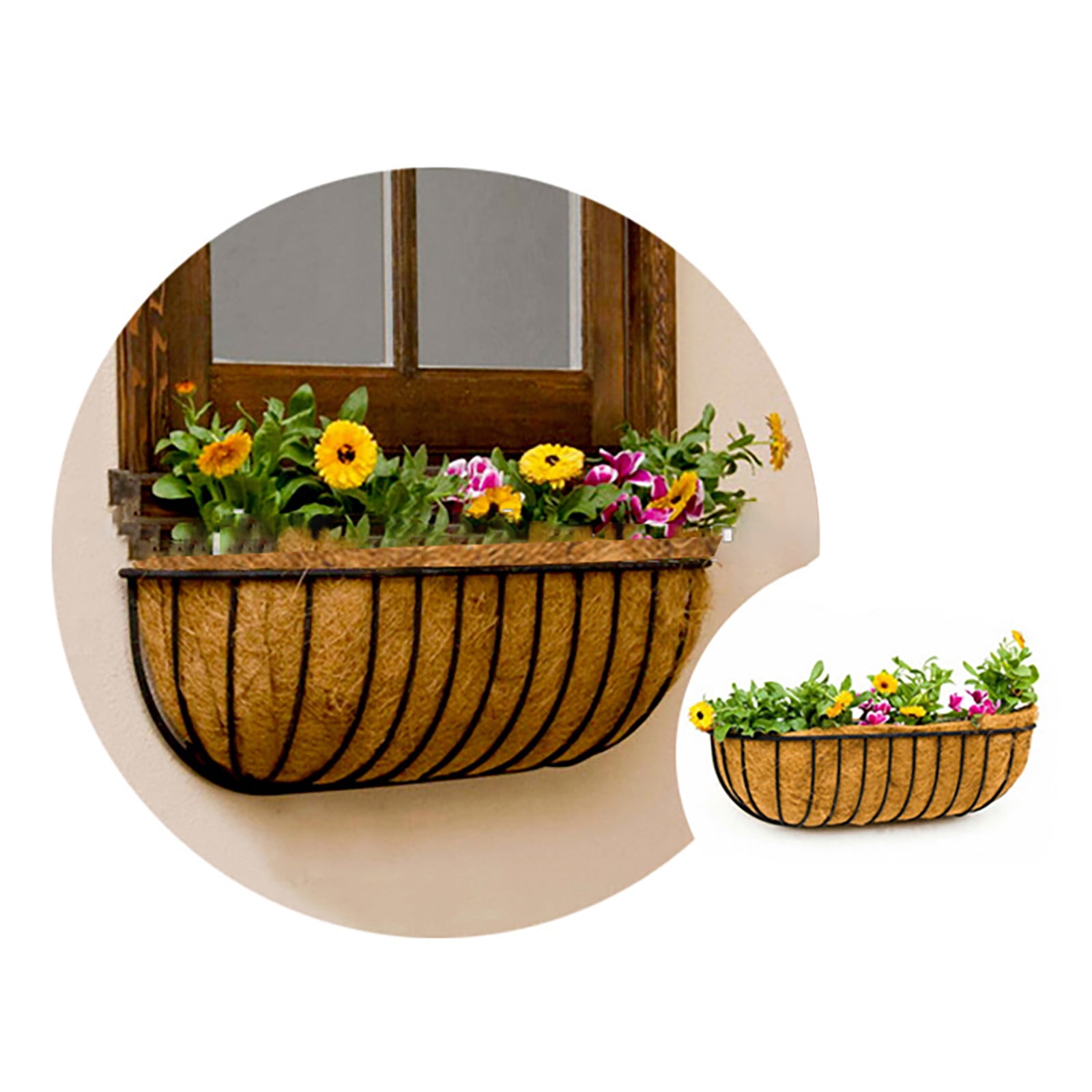 3PCS 23.6in Liners for Planters, Pre-Formed Trough Coconut Fiber Liner Replacement for Window Box, Fence Flower Baskets, Garden Flower Pot