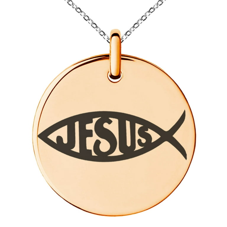 Tioneer Stainless Steel Ichthus Jesus Fish Symbol Engraved Small