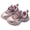 Purple, variant on Little Girls Running Badminton Shoes Platform Casual Hook & Loop Pu Color Block Beige Sneakers For Child Size 5-6 Years
