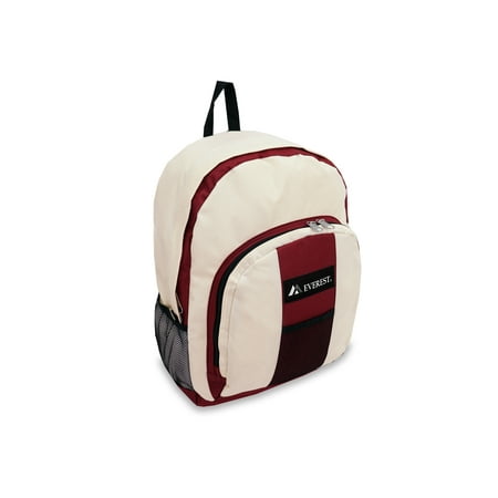 Everest Unisex Backpack with Front and Side Pockets, Burgundy Beige