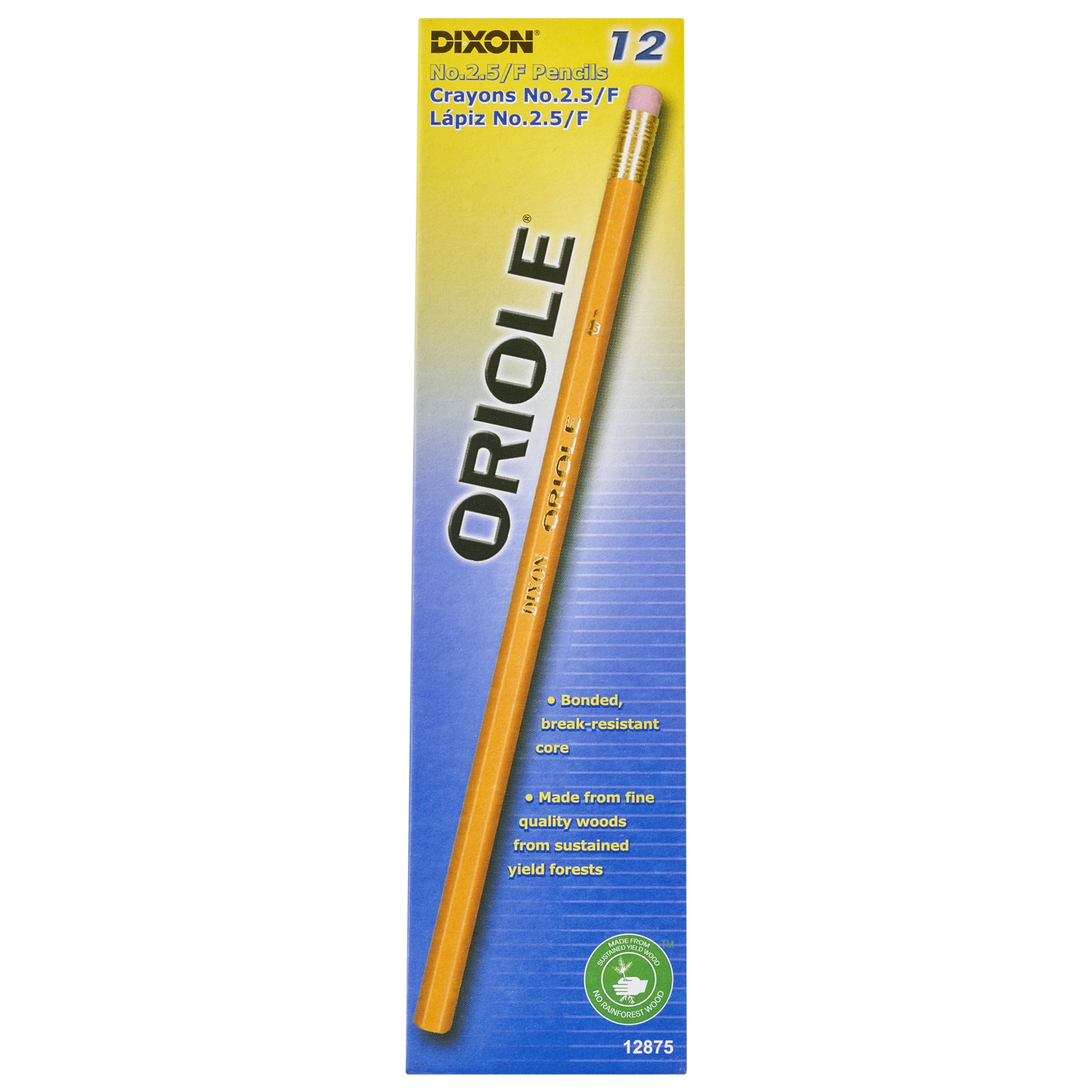 Oriole Pencils, No. 2.5 Medium Yellow, Unsharpened, 12 Per Box, 6 Boxes