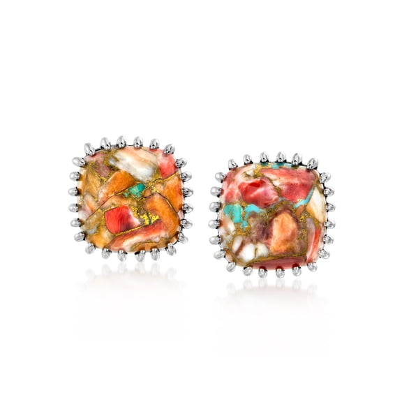 Ross-Simons Turquoise Stud Earrings in Sterling Silver, Women's, Adult