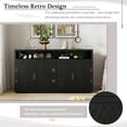 thumbnail image 5 of Vastcury 60" 4-Door Classic Storage Sideboard Cabinet, Buffet Coffee Bar Cabinet with Open Storage for Kitchens, Living Rooms, Black, 5 of 8