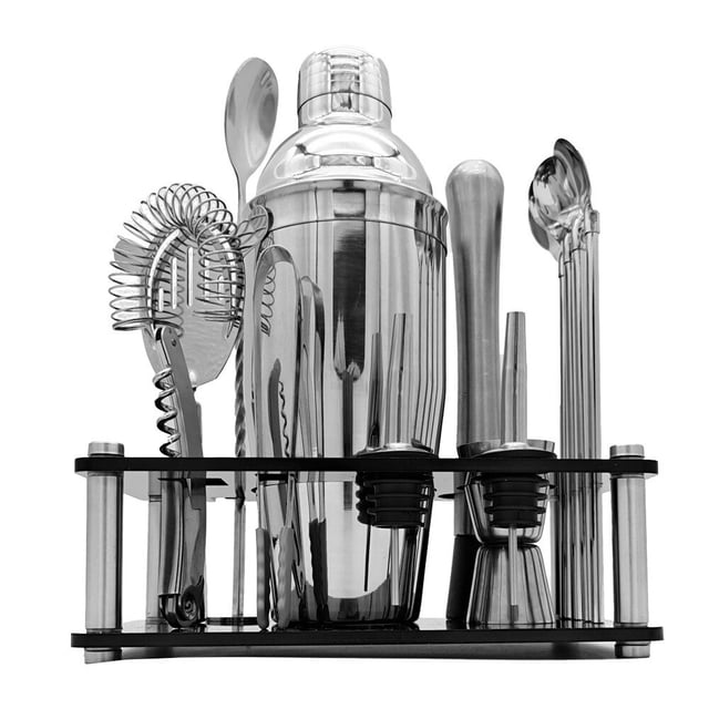 Amdohai 14pcs Bar Cocktail Set Boston Shaker Drink Making Kit Stainless Mixer Making Gift