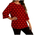 thumbnail image 1 of Staron T-Shirt Décontracté pour Femmes Grande Taille Imprimé Cœur Manches Courtes Col Rond Ample Confortable, Vin TG, 1 of 6