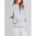 thumbnail image 5 of Liacowi Women's Fall Loose Pullover Solid Color Quarter Zipper Stand Collar Long Sleeve Sweatshirt with Pocket, 5 of 6