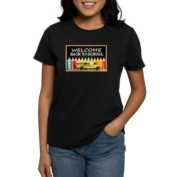 CafePress - WELCOME BACK TO SCHOOL BUS T Shirt - Women's Traditional Fit Dark T-Shirt
