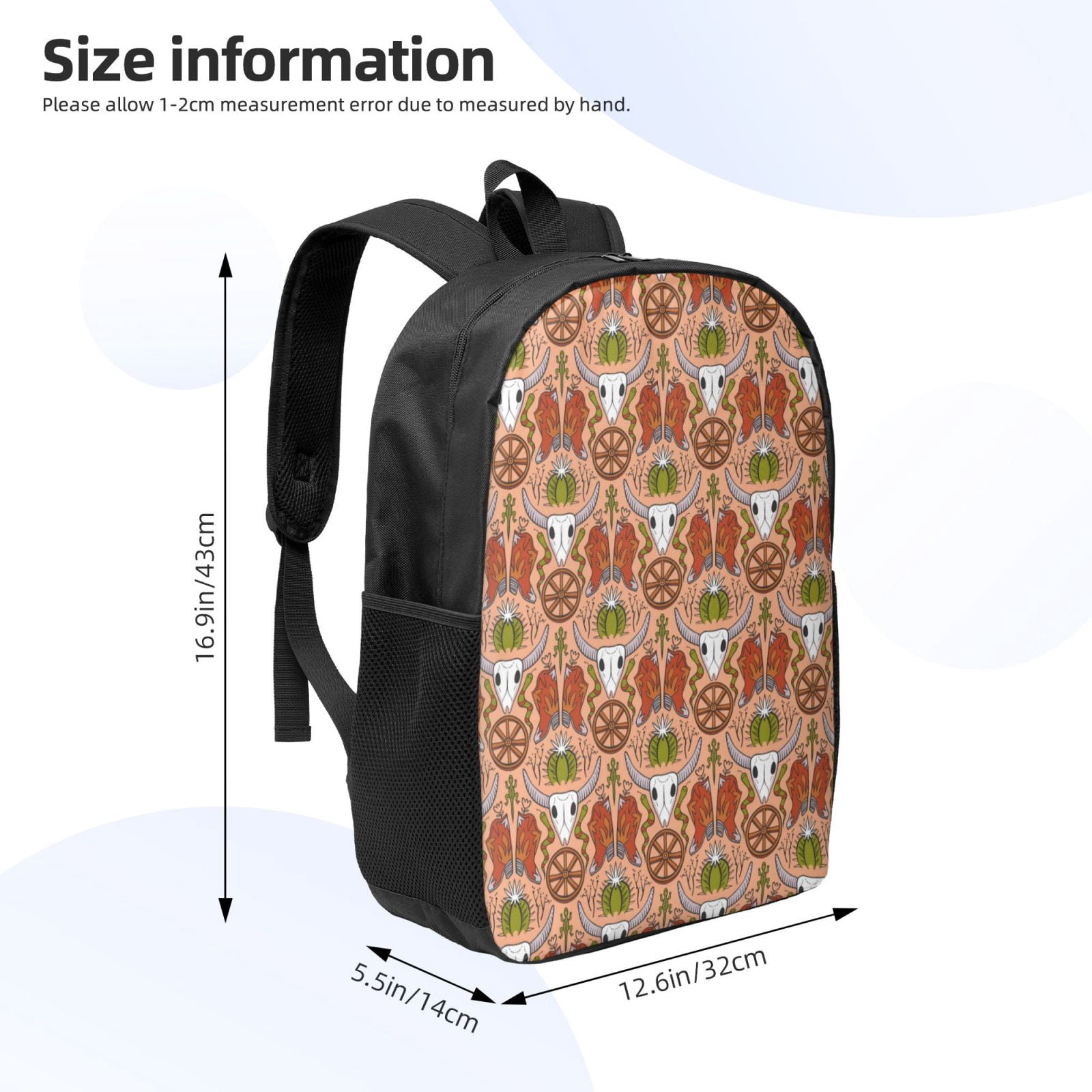 Xecao Cow Skull print Travel Backpack, Large Computer Backpack for Men Women, College School Rucksack Book Bag