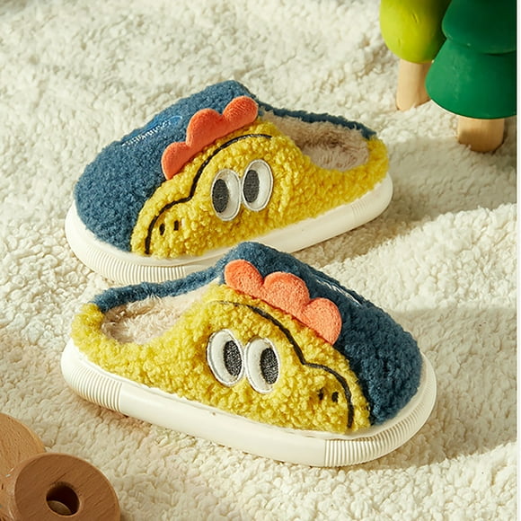 BYHONG Toddler Kids Unisex Slippers Animal Winter Warm Furry Shoes for Boys Girls Kids Slippers Indoor Girls Boys Slipper Navy 5.5 (US Size)