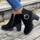 thumbnail image 4 of NECHOLOGY Botas Mujer Adulto Femenino Zapatos Botines de mujer Otoño e invierno nuevas botas de manga corta de moda con cremallera lateral de cabeza redonda y tacón grueso (Black, 7), 4 of 7