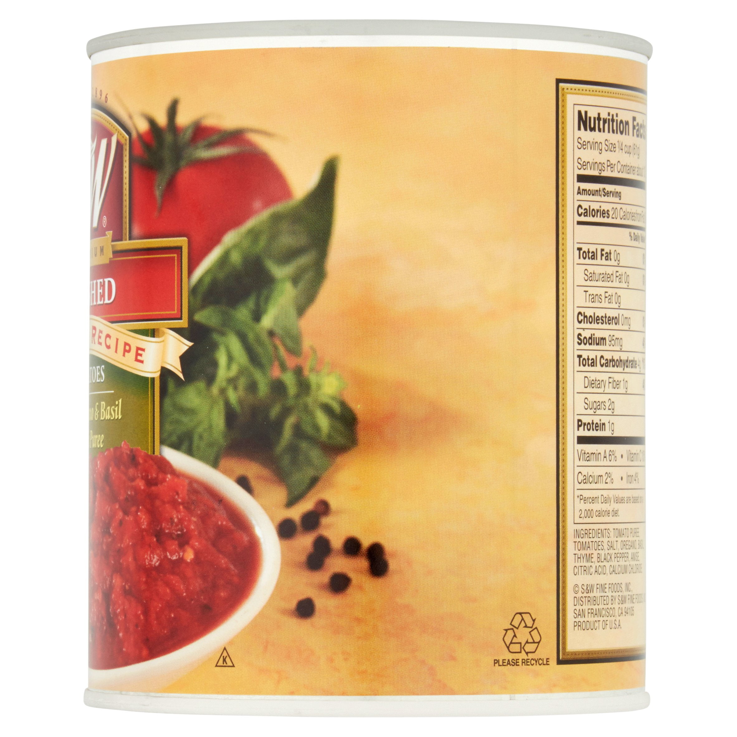 (6 pack) S&W Crushed Tomatoes with Oregano Basil, 28 oz Can