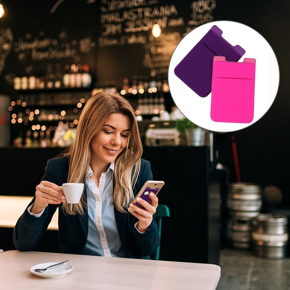 OFFIGAM 2-Pack Adhesive Phone Card Holders in Multiple Colors for Smartphones and Mobile Devices