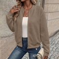 thumbnail image 7 of Hueook Fall 2026 Waffle Jacket Women Fashion Long Sleeve Zipper Brown XL, 7 of 7
