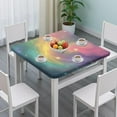 thumbnail image 3 of Colorful Tie Dye Nebula Pattern Square Fitted Tablecloth with Elastic Edge,Square Table Cover,Washable Elastic Table Cover for Home Kitchen Party Decor 34"x34", 3 of 6
