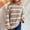 Khaki, variant on Women's Autumn/Winter Ribbed Turtleneck Sweater: Horizontal Stripes & Oversized Fit for Warmth