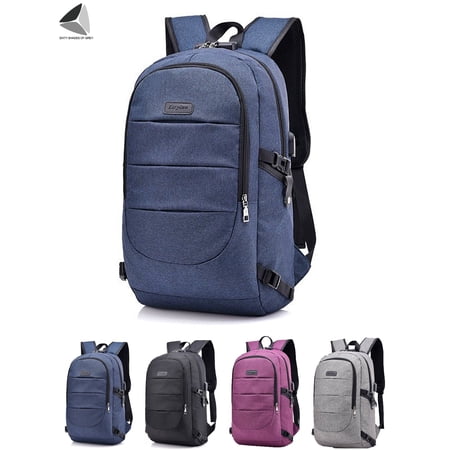 UPC: 0810001149437 | Sixtyshades 17 inch Laptop Backpack for Women Men Water Resistant Anti Theft Travel Business School Daypack with USB Charging Port and Lock (Blue)