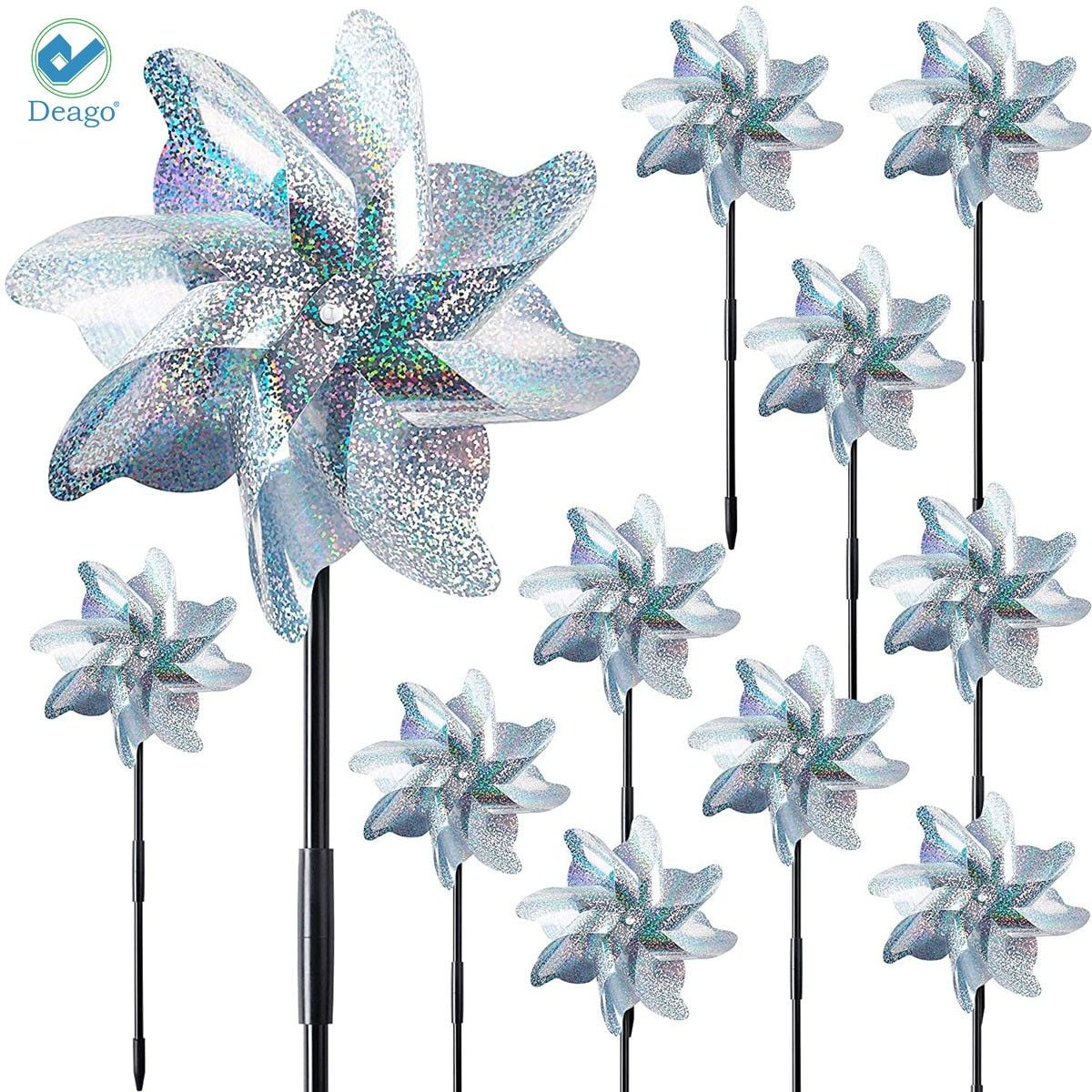 Deago 5 Pack Bird Blinder Repellent PinWheels Sparkly Holographic Pin