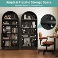 thumbnail image 3 of 74"Kitchen Pantry Arched Cabinet,, 5-Tier Arch Bookshelf Bookcase with Shelves Glass Door Pantry Display Storage Cabinets Cupboard for Kitchen Living Room Black, 3 of 7