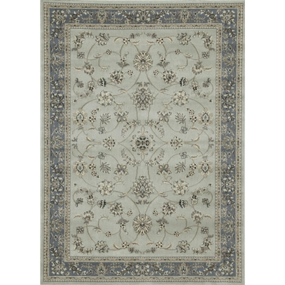 Radici Usa Alba Area Rug 1596 Traditional Green Scrolls Vines 5' 5" x 7' 7" Rectangle