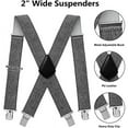 thumbnail image 3 of Mens Suspenders X-Back 2" Wide Adjustable Solid Straight Heavy Duty Clip Suspenders for Men, 3 of 5