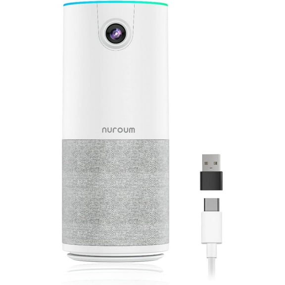 Nuroum C10 1080P Conference Webcam with Microphone Speaker,  AI Noise Cancellation, White, New