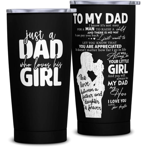 Christmas Dad Gifts from Daughter, Birthday Gifts for Dad from Daughter, Dad Xmas Birthday Gift from Daughter, To My Dad 20oz Tumbler with Lid and Straw from Daughter, Father Gifts from Daughter