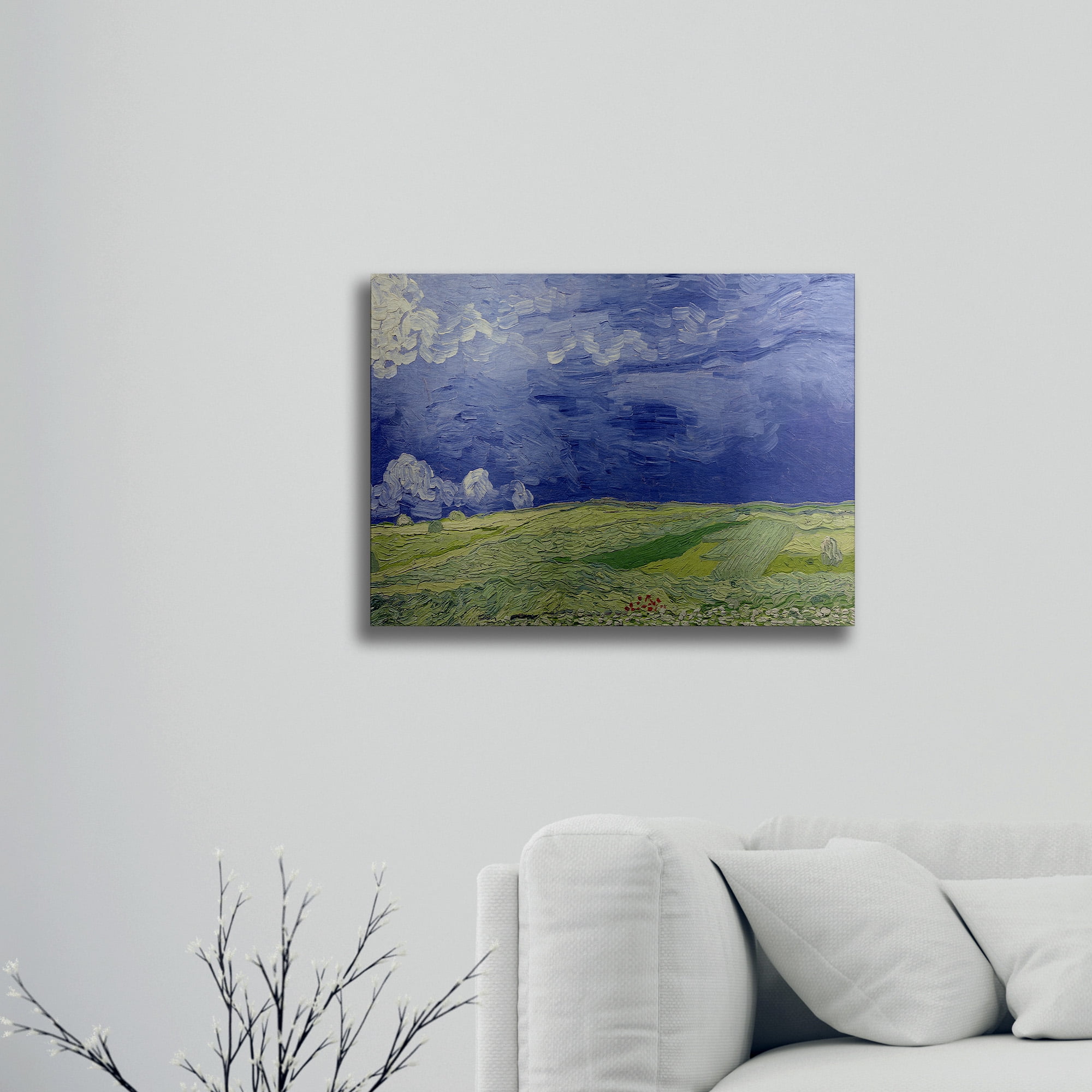 Trademark Fine Art 'Wheatfields under Thundercloud' Brushed Aluminum Wall Art Art by Vincent Van Gogh