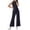 Dark Blue 1, variant on Kaemgyyd Women's 2 Piece Lounge Set Trendy Mock Neck Sleeveless Top Flare Wide Leg Pants Casual Outfits Travel Tracksuit Sets