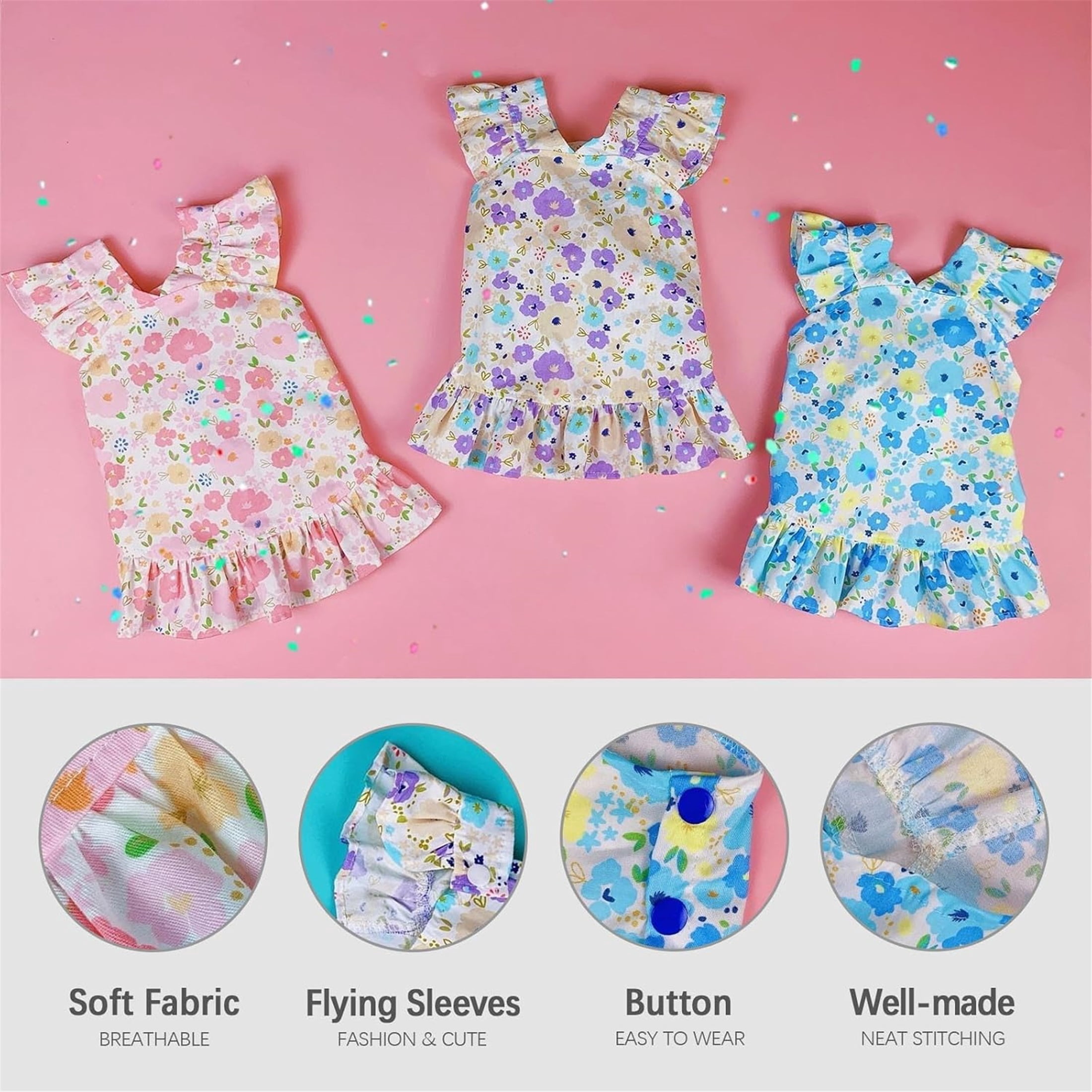 HQREA Dog Dresses for Large Dogs Girl Summer Floral Wedding Princess Costume for Female Dogs