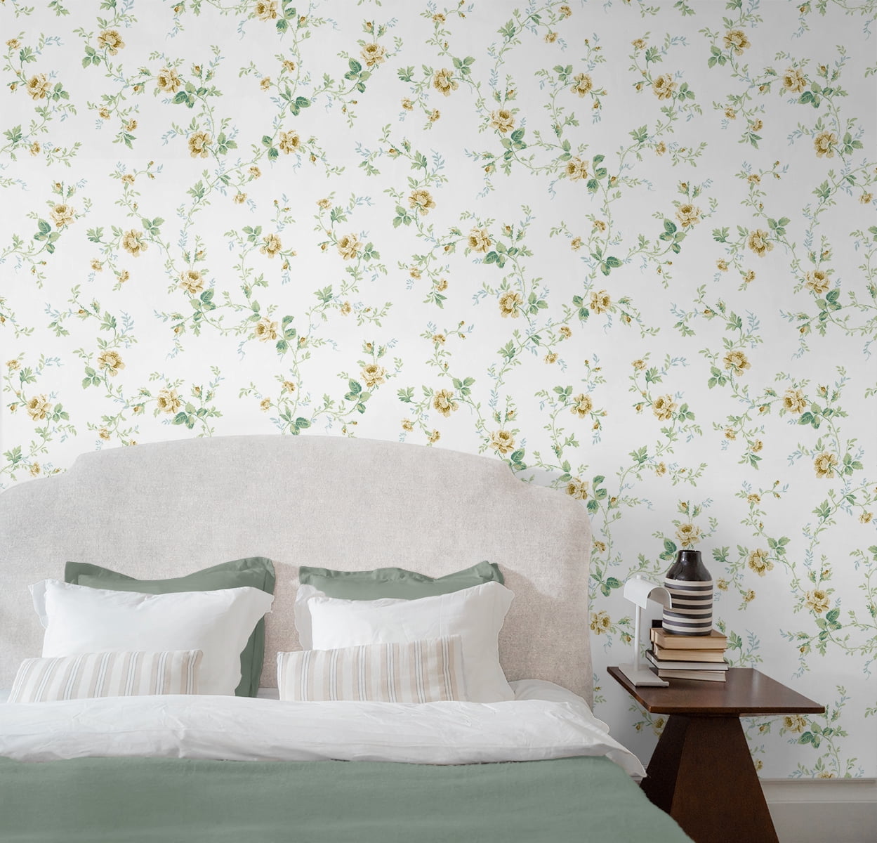 NextWall Wheatfield & Sage Blossom Floral Trail Peel and Stick Wallpaper