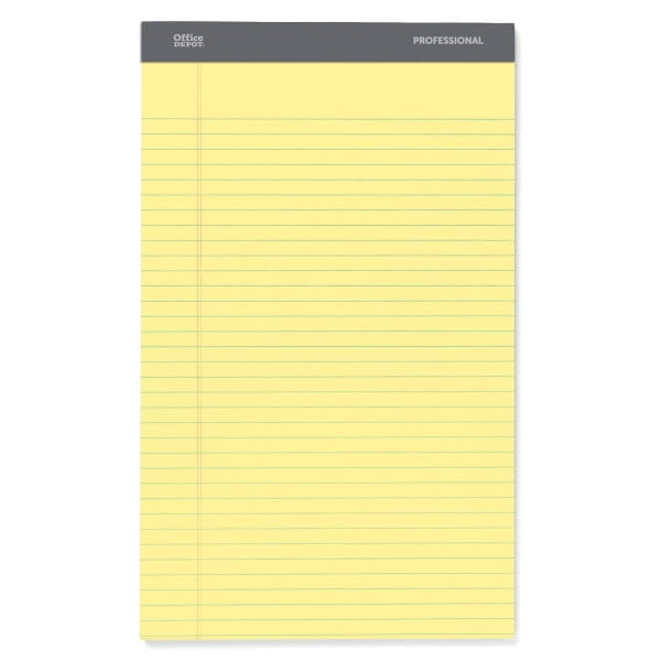 Office Depot Professional Legal Pad, 8 1/2in. x 14in., Canary, Legal
