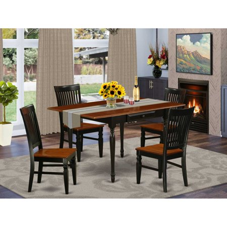 East West Furniture Dining Room Set Black & Cherry MZWE5-BCH-W East West Furniture Dining Room Set Black & Cherry MZWE5-BCH-W