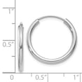 thumbnail image 3 of Real 14kt White Gold Polished Endless 2mm Hoop Earrings; for Adults and Teens; for Women and Men, 3 of 3