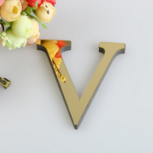 Fiudx Adhesivo de Pared Acrílico para Espejo, 26 Letras Del Alfabeto, Diseño Reflectante Dorado, Decoración para El Hogar y La Oficina, Arte de Pared Versátil, Fácil de Despegar y Pegar, Tamaño de 10