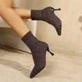 thumbnail image 5 of Willtoo Women Pointed Toe Stiletto Sock Ankle Boots Stretch Knit Slip On Short Boots Fall Winter Slim Heel Fashion Booties, 5 of 6