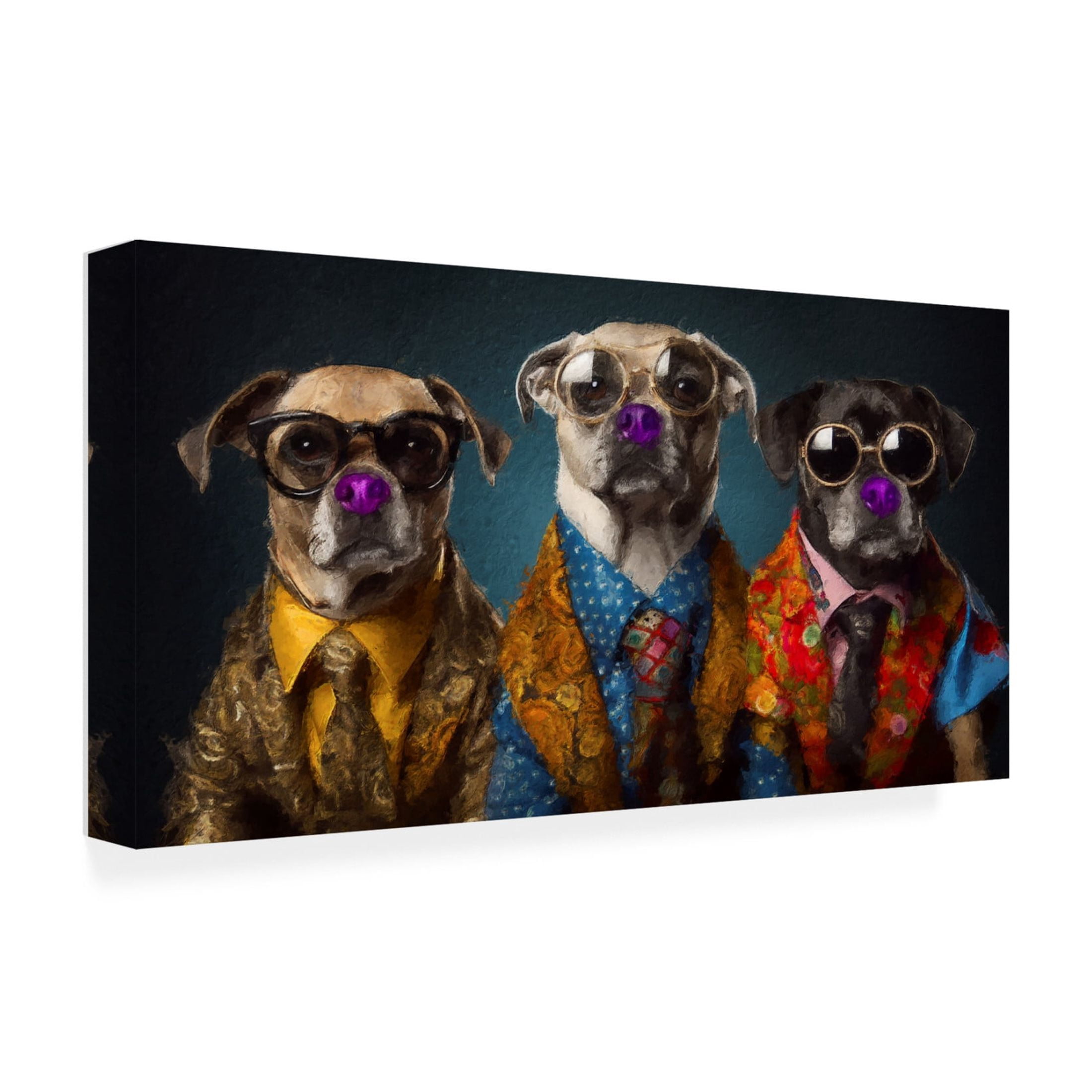 Canvas Wall Art - Sean Parnell 'Disco Dogs' Wall Art for Living Room, Bedroom, or Office Décor by Trademark Fine Art - 32 x 16 Inches