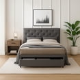 thumbnail image 6 of Sya Full Size Bed w Button Tufted Upholstery-Underbed Storage-Gray, 6 of 6