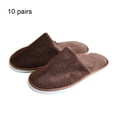 thumbnail image 4 of Sonducket 10 pares de zapatillas de hotel desechables de lana Coral para hombres y mujeres, zapatos de salón de belleza de viaje para el hogar Calzado Marrón, 4 of 6