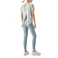 thumbnail image 4 of hirigin Women's Sports Yoga T-shirt Back Slit Mesh Stitching Short Sleeve Solid Color Round Neck Tops, 4 of 9