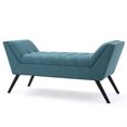 thumbnail image 6 of 52" Teal Fabric Bench - Upholstered Wide Seat Bench with Padded Cushion for Bedroom & Living Room Five, 6 of 11