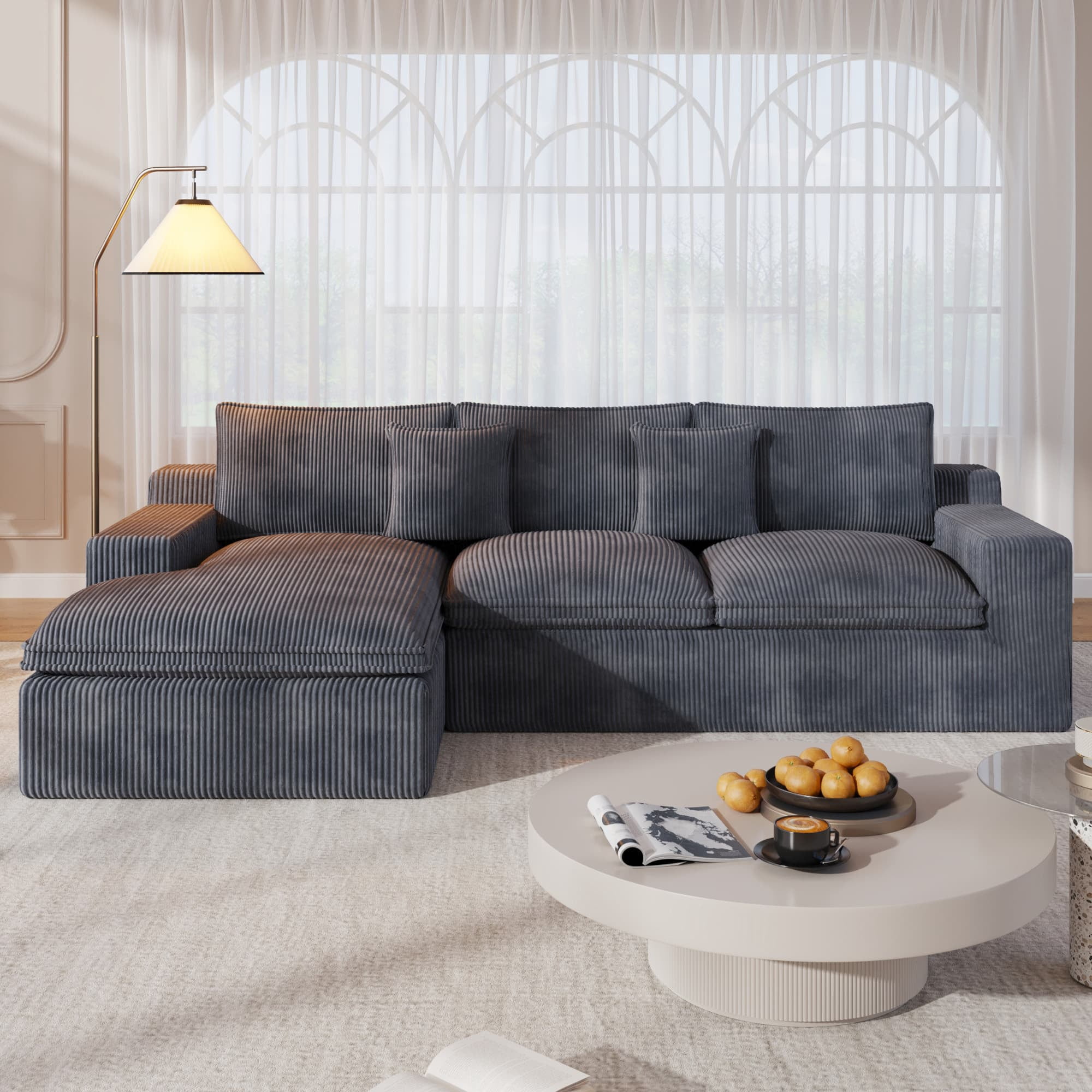 108” Modular Sectional Sofa, Cloud Sectional Couch with Deep Seat, Modern Modular L-Shape Sofa Couch with Chaise,Upholstered Couches for Living Room Bedroom