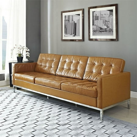 Modway Loft Leather Sofa With Steel Legs Multiple Colors This On Opens A Dialog That Displays Additional Images For Product With The Option To Zoom In Or Out