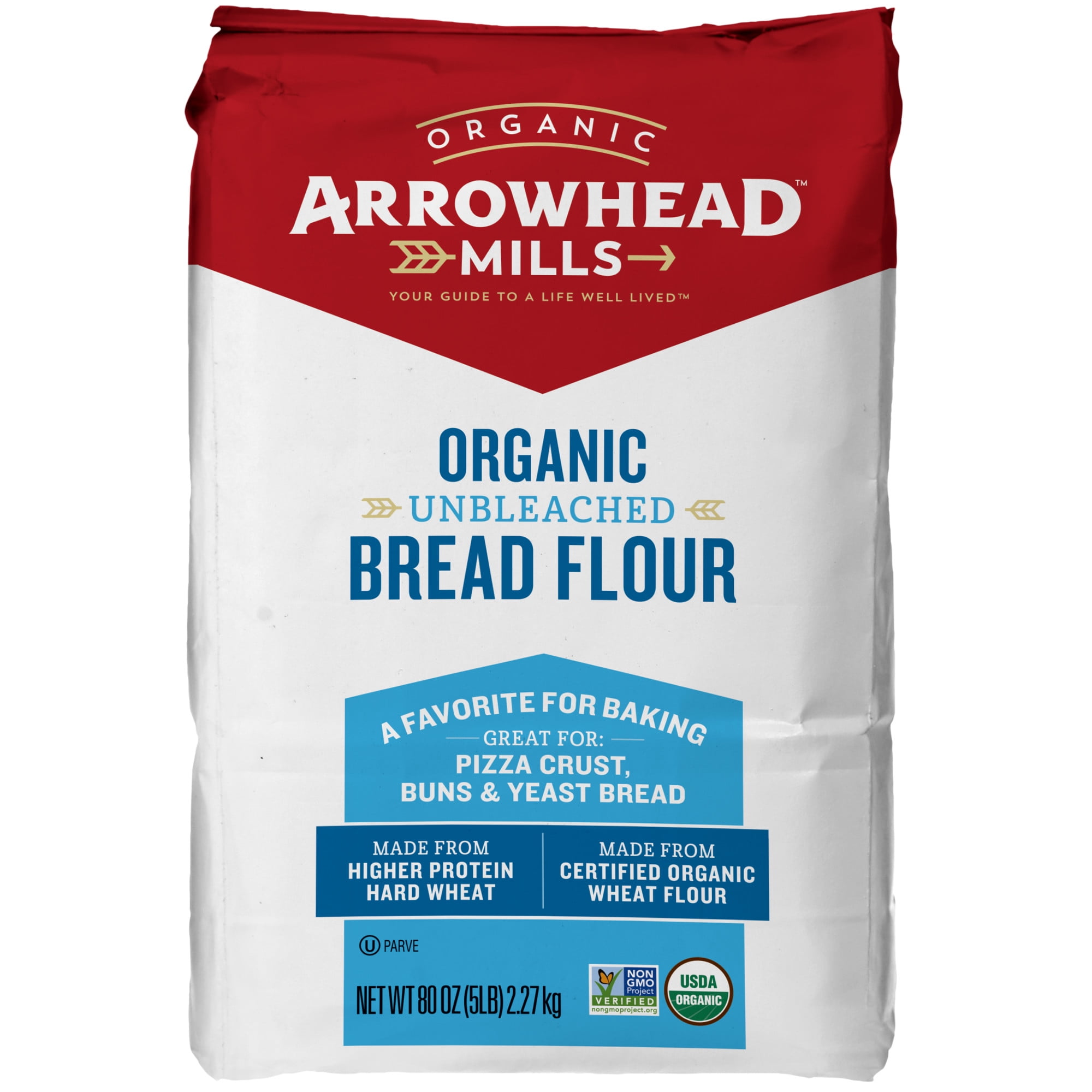 トリートメント flour Arrowhead Mills Organic Unbleached Bread Flour, 5 lb Bag - Walmart.com